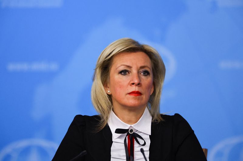 Spokeswoman of Russia's Foreign Ministry Maria Zakharova attends an annual press conference held by Foreign Minister Sergei Lavrov in Moscow, Russia, January 14, 2025. REUTERS/Evgenia Novozhenina/File Photo