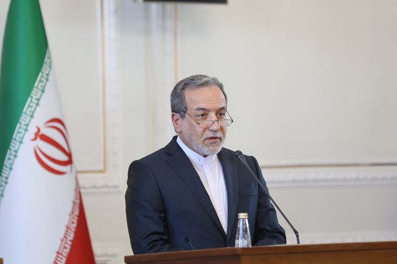 FILE PHOTO: Iranian Foreign Minister Abbas Araghchi speaks during a joint press conference with Russia's Foreign Minister Sergei Lavrov in Tehran, Iran, February 25, 2025. Majid Asgaripour/WANA (West Asia News Agency) via REUTERS