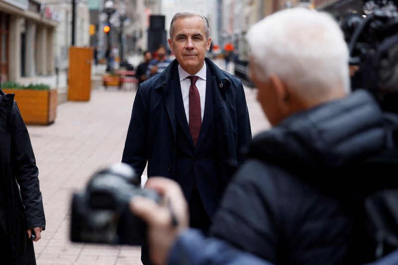 Canada's Prime Minister Mark Carney arrives to his first press conference since forming government in Ottawa, Ontario, Canada May 2, 2025. REUTERS/Blair Gable/File Photo