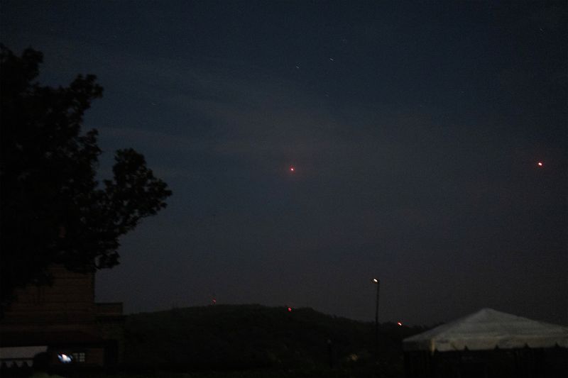 India's air defence system intercepts objects in the sky during a blackout following multiple blasts in the city of Jammu, May 9, 2025 REUTERS/Adnan Abidi