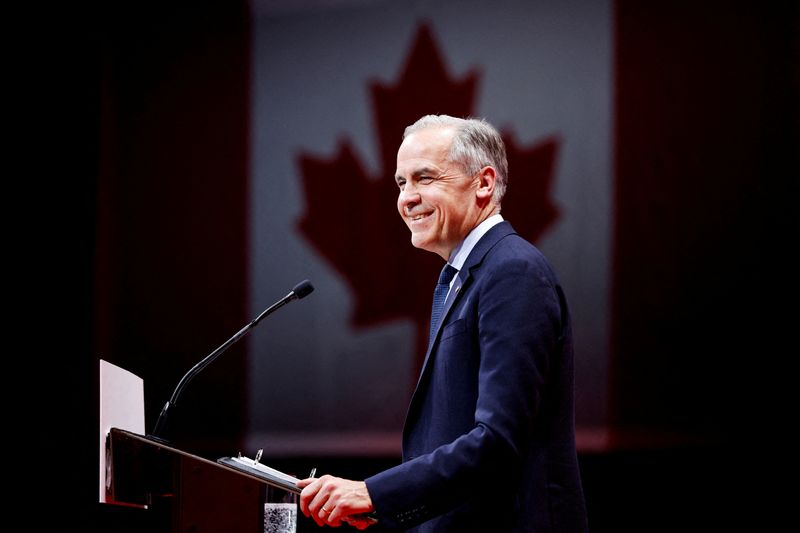 Canada's Prime Minister Mark Carney speaks at the Liberal Party election night headquarters in Ottawa, Ontario, Canada April 29, 2025. REUTERS/Carlos Osorio/File Photo