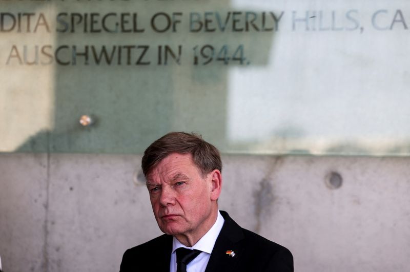 German Foreign Minister Johann Wadephul visits the Yad Vashem World Holocaust Remembrance Center, in Jerusalem, May 11, 2025. REUTERS/Ronen Zvulun