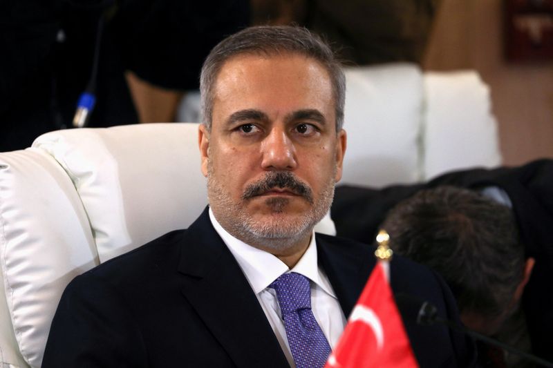 Turkish Foreign Minister Hakan Fidan attends a meeting of delegates from Turkey, Lebanon, Jordan, Syria, and Iraq to discuss security cooperation and regional developments, in Amman, Jordan, March 9, 2025. REUTERS/Alaa Al Sukhni/File Photo
