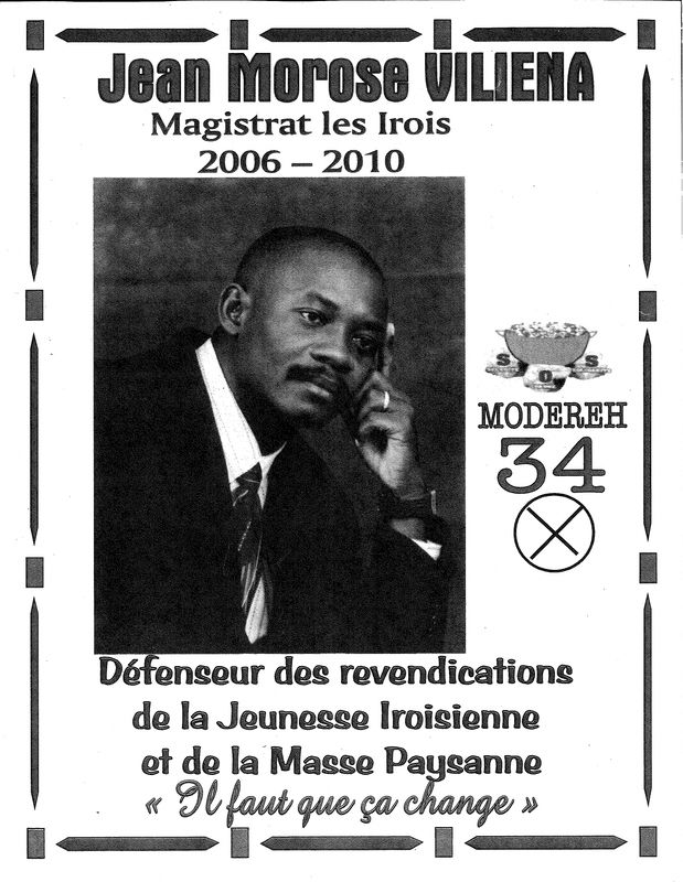 A poster used as an exhibit in court during former Haitian mayor Jean Morose Viliena's trial is seen in this undated handout image obtained by Reuters on March 28, 2025.   U.S. Attorney's Office for the District of Massachusetts/Handout via REUTERS