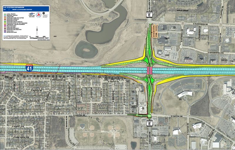 The Interstate 41 expansion project will reconstruct the Ballard Road interchange as a diverging diamond interchange.