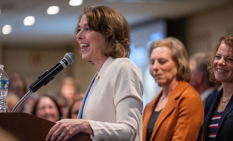 Wisconsin Supreme Court candidate Susan Crawford speaks at her election night watch party Tuesday, April 1, 2025 at the Best Western Premier Park Hotel in Madison, Wisconsin. She defeated Brad Schimel in a race that drew national attention.]