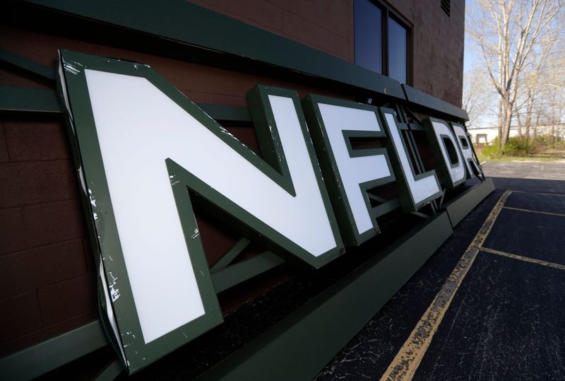 A large 2025 NFL Draft sign that will be available through Titletown Auction Co. in an online auction pictured on May 7, 2025, in Ashwaubenon, Wis.