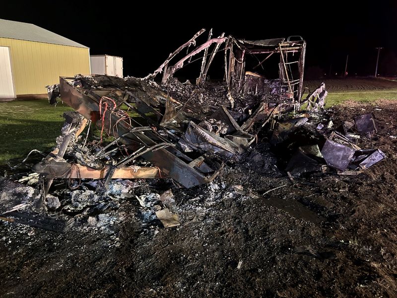 The owner of the remains of this camper on County J in the town of Clay Banks said they tried to call 911 four times to report it was on fire, but their phone that uses Cellcom as a carrier couldn't complete the call. The local fire chief said he also tried calling 911 for the fire on his Cellcom-serviced phone but couldn't get through.